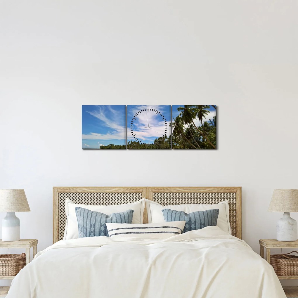 Obraz plaży (z zegarem) (90x30 cm)