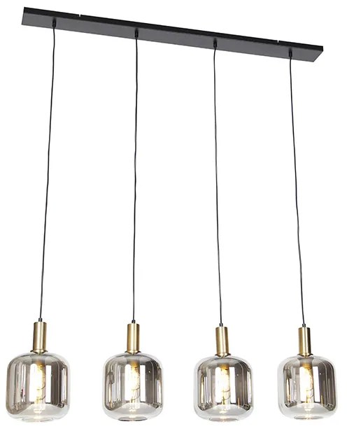 Inteligentna lampa wisząca czarna z przydymionym szkłem 4-światłowa w tym Wifi A60 - ZuzannaDesignerski Oswietlenie wewnetrzne