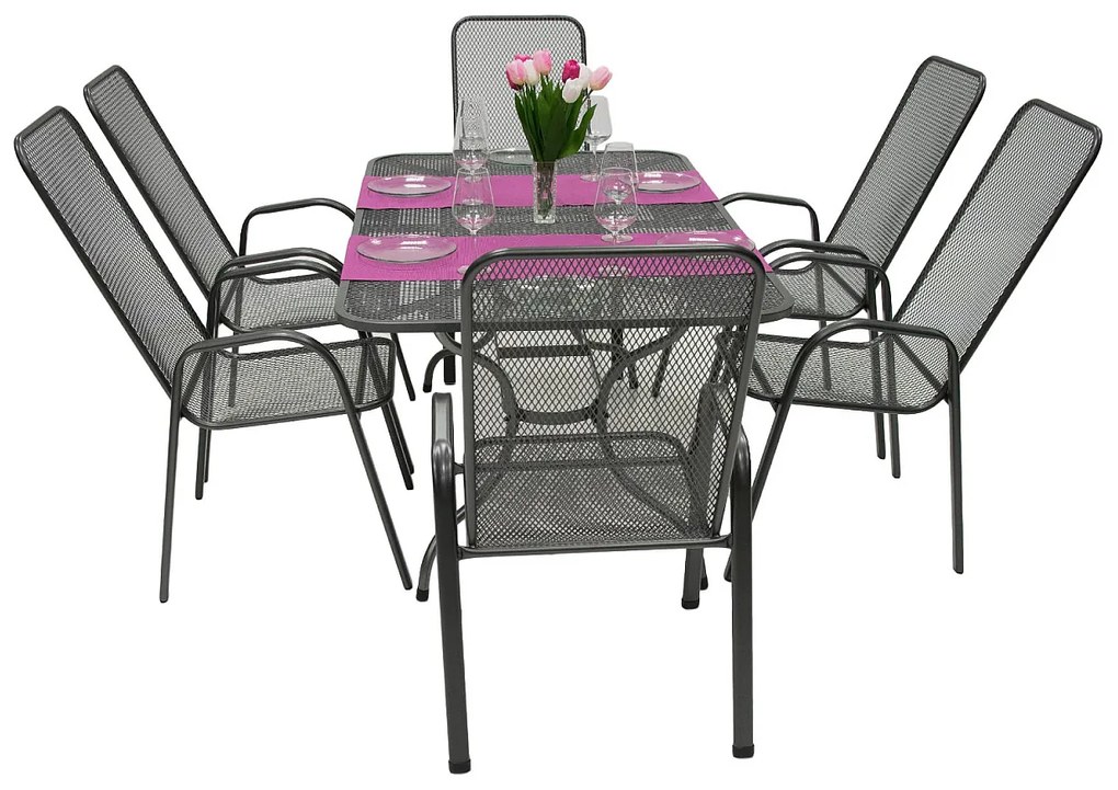 Metalowy zestaw ogrodowy SANDRA 1 + 6 stół 145x90 cm (CT309)