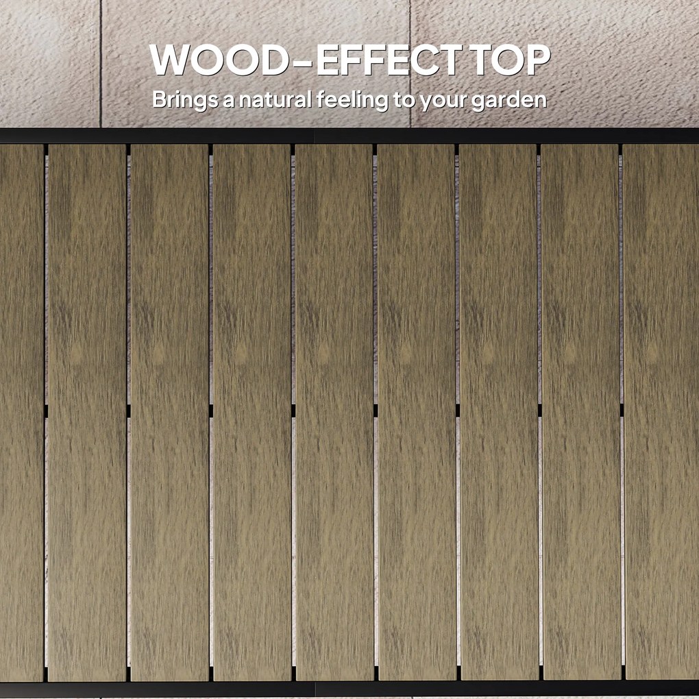 Outsunny Stół Ogrodowy dla 8 Osób, Stół Zewnętrzny, Stół Lounge, Odporny na Warunki Pogodowe, 190 x 90 x 74 cm, Drewno Naturalne