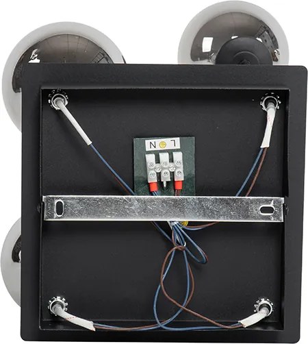 Plafon art deco czarny przydymione szkło 5-źródeł światła - Athens