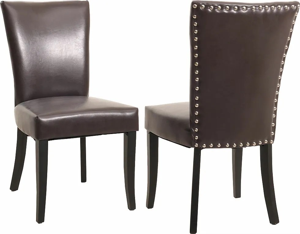 Krzesło do jadalni Edinburgh (zestaw 2 sztuk),  imitacja skóry, brązowe, ciemne nogi