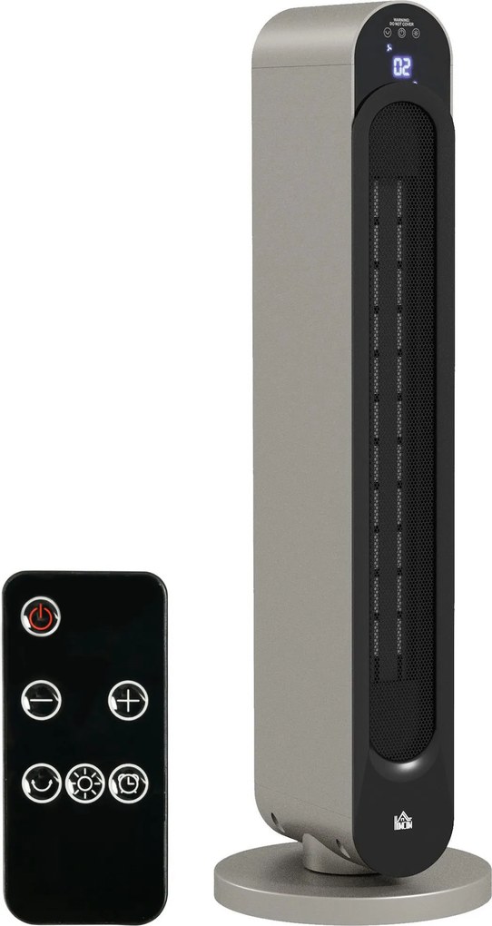 HOMCOM Grzejka elektryczna, 3 tryby, 12-godzinny timer, wyświetlacz LED, funkcja obrotu