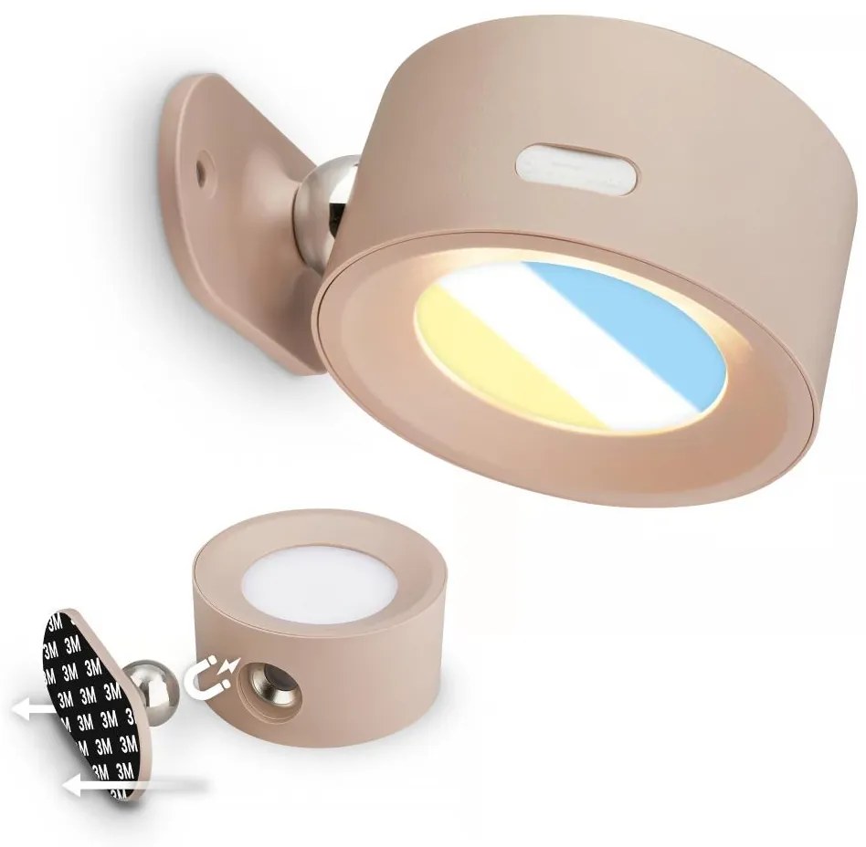 Briloner 3896011 - Kinkiet ścienny TARI LED, ściemnialny, ładowalny, 1,6 W / 5 V, 1500 mAh, beżowy