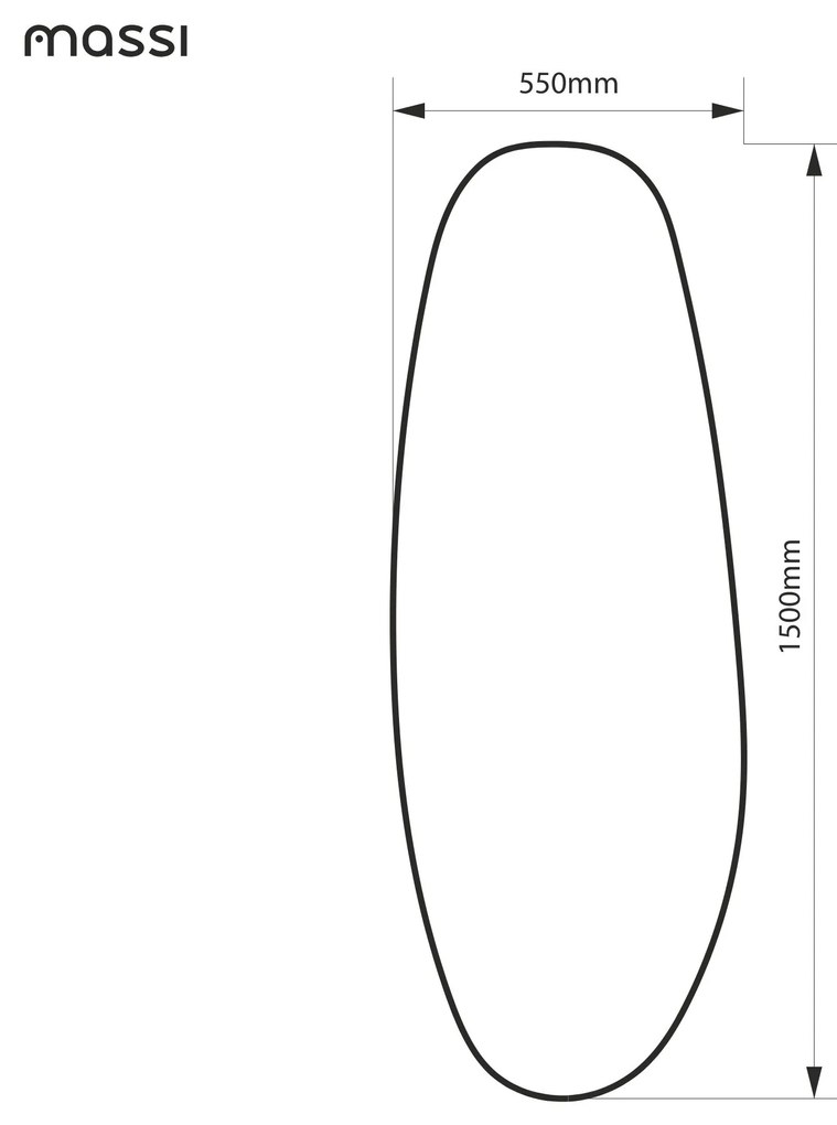 Lustro owalne z podświetleniem bezramowe 55 x 150 cm DELIS LED | Różne kolory szkła : Kolor - Srebro