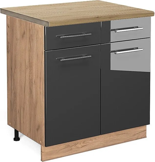 Szafka dolna do kuchni antracyt wysoki połysk 80x60x82 fame-line