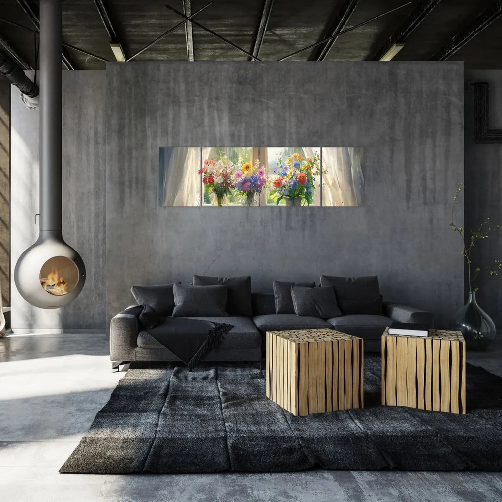 Obraz - Bukiet przy oknie (170x50 cm)