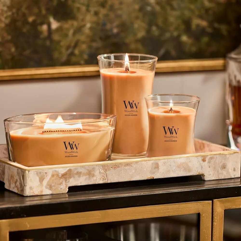 WoodWick Świeca zapachowa w dużym wazonie GoldenBourbon, 609 g