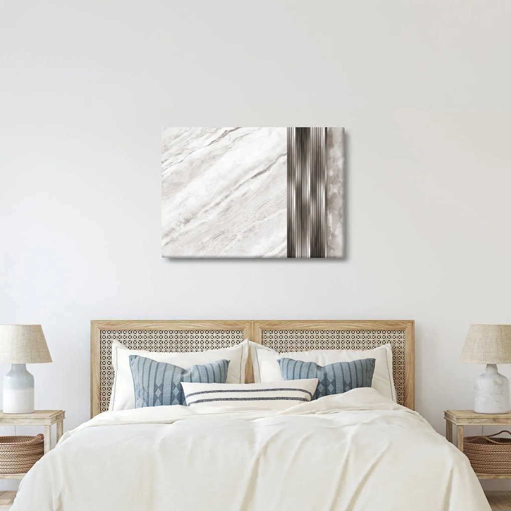 Obraz - Marmur ze srebrnymi liniami (70x50 cm)
