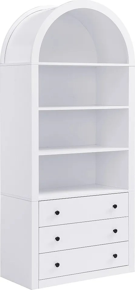 Regał z 3 szufladami i 4 wnękami z MDF - Biały - MARALYN