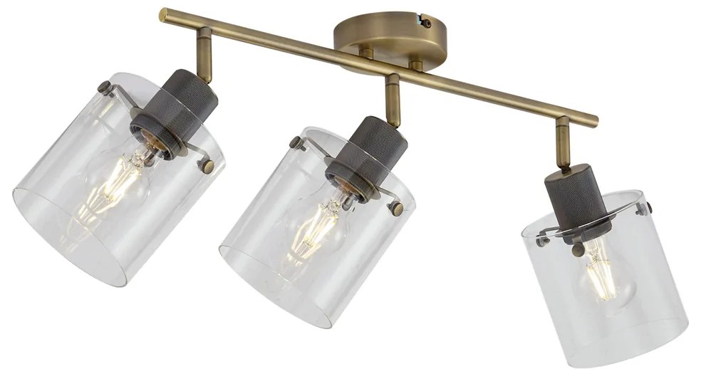 Designerski reflektor sufitowy brązowy z przezroczystym szkłem 3-punktowy - Domo