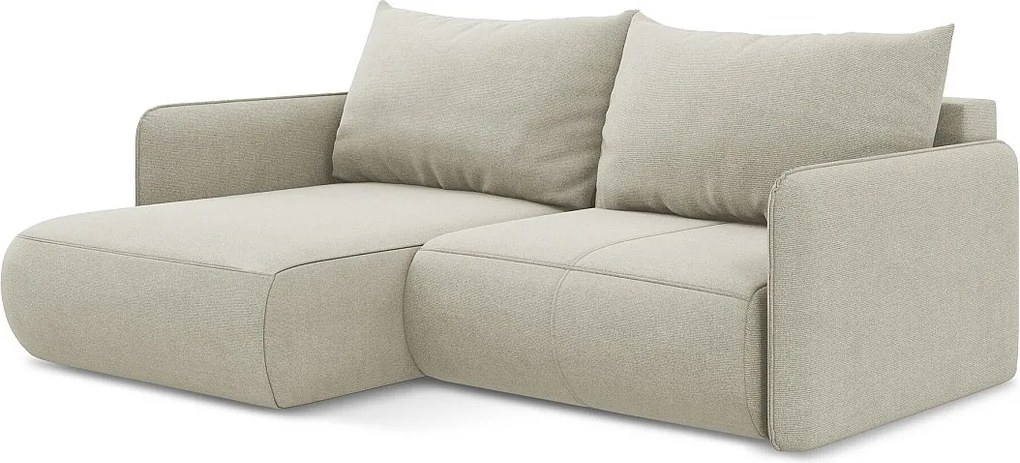 Narożnik lewostronny z funkcją spania - z tkaniny strukturalnej - jasny beż - NANEA