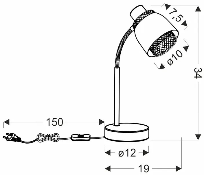 Industrialna czarna lampka na biurko - D184 E7-B93