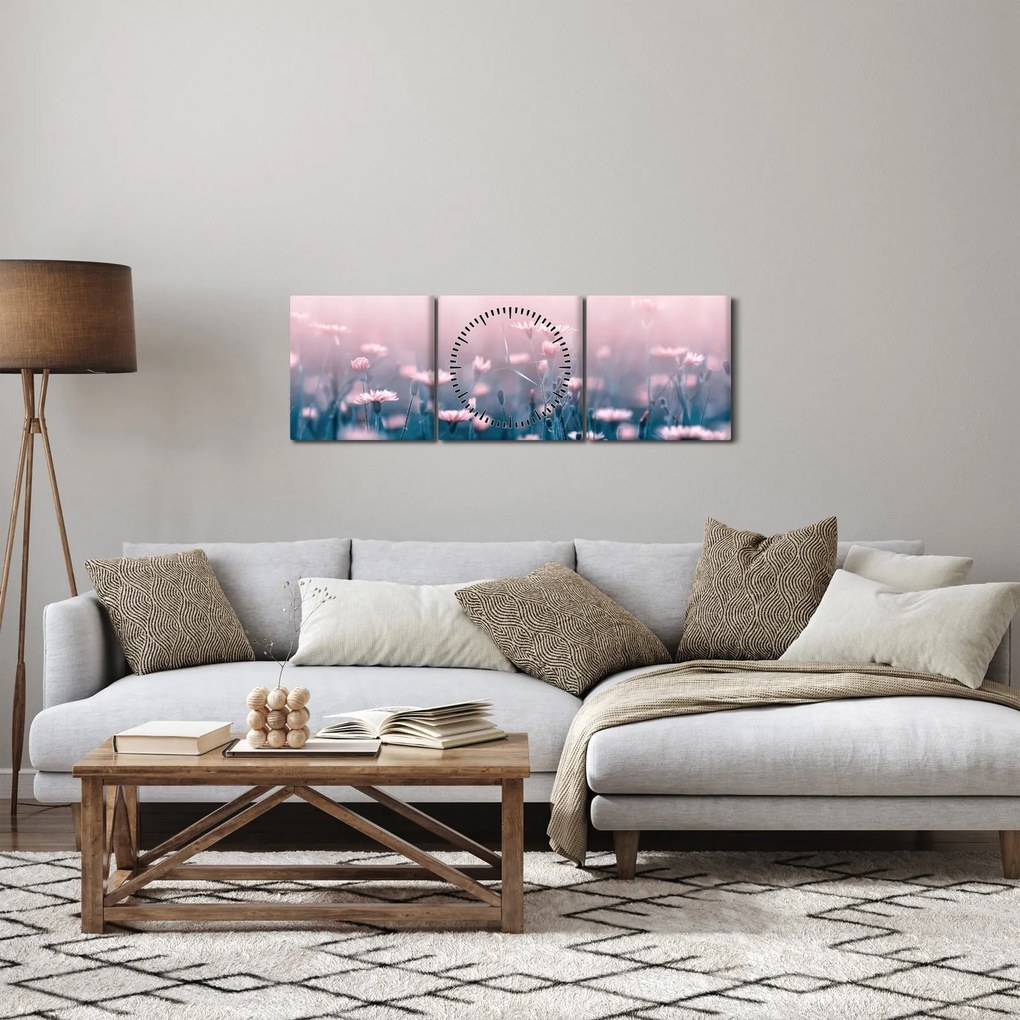 Obraz roślin leśnych (z zegarem) (90x30 cm)