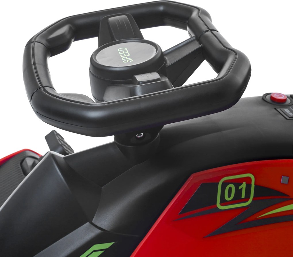 HOMCOM Elektryczny Gokart dla Dzieci z Oponami z Sztucznej Skóry, 3-8 km/h, z Funkcją Świateł i Muzyki, Czerwony