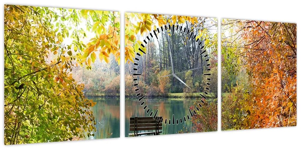 Obraz stawu (z zegarem) (90x30 cm)