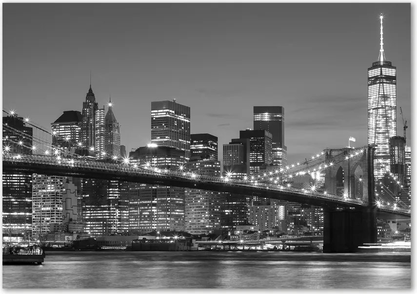Foto obraz szkło hartowane Manhattan nocą
