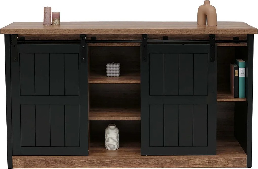 Wysoka szafka MCW-K75,  brązowo-czarny