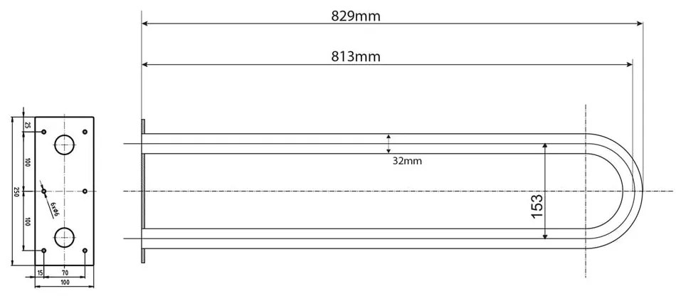 Stalowy uchwyt ścienny do łazienki 83 cm Handicap U – Sapho