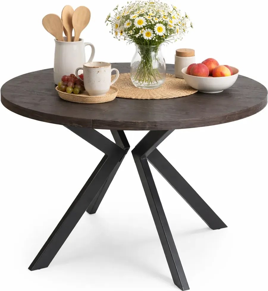 Okrągły czarny rozkładany stół w stylu loft E8-P61