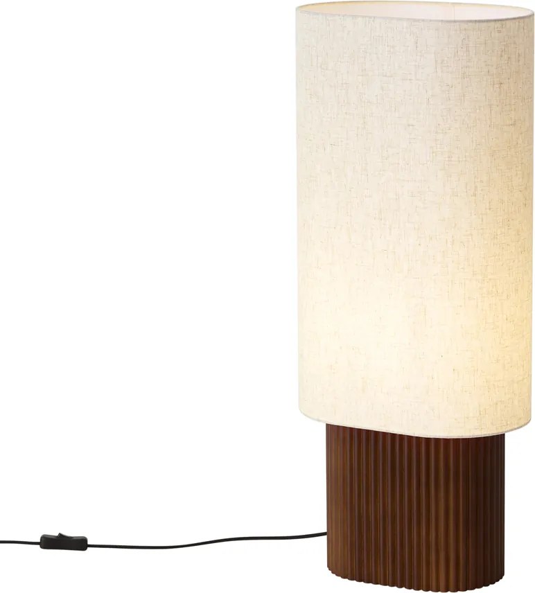 Lampa podłogowa Japandi drewno orzechowe z abażurem z tkaniny 70 cm - Lamel