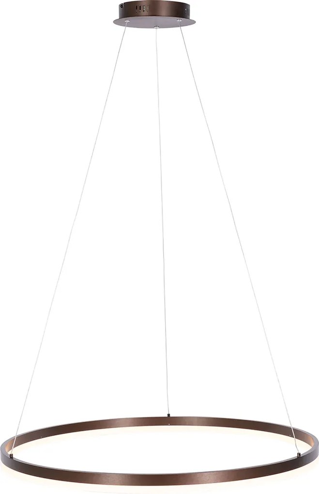 Lampa wisząca ciemnobrązowa 80 cm z LED o 3-stopniowym ściemnianiu - Anello