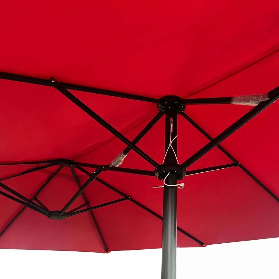 Czerwony potrójny parasol ogrodowy - Berlog