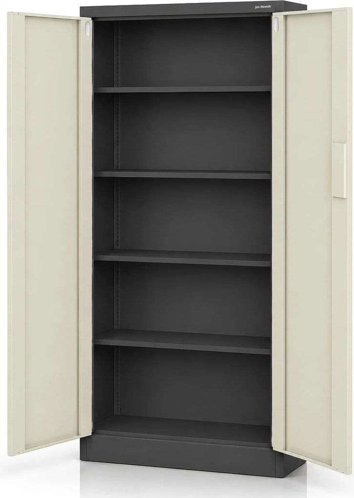 Biurowa szafa metalowa z zamkiem na szyfr antracytowa / dąb sonoma: Eco Design DANIEL, 900 x 1850 x 400 mm