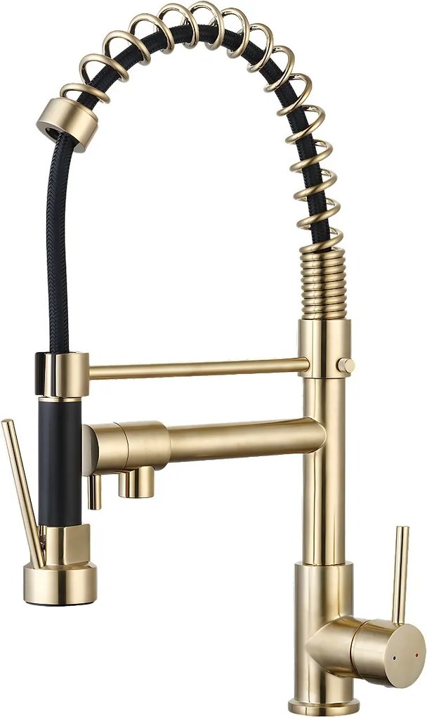 Big Pro Bateria zlewozmywakowa prysznic ręczny szczotkowane złoto - Essebagno