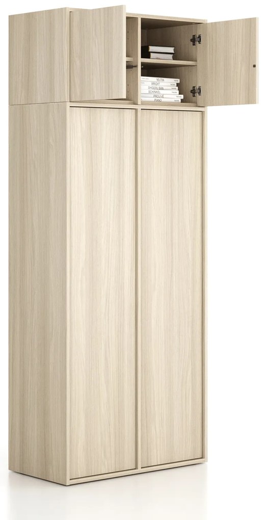 Nadstawka do szaf FRAME, 2x drzwi, 872 x 450 x 427 mm, zamek PUSH, dąb naturalny