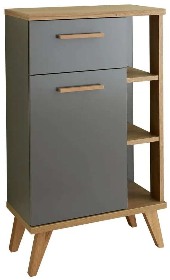 Szaro-naturalna niska szafka łazienkowa w dekorze dębu 50,5x89,5 cm Quickset 924 – Pelipal