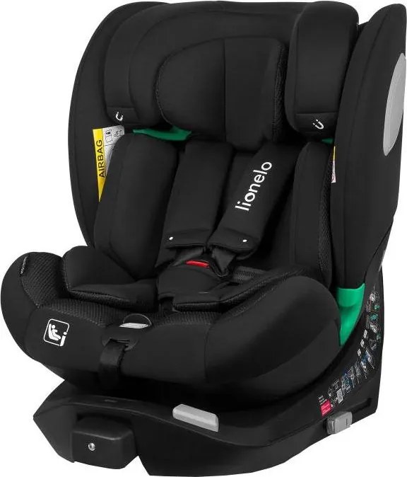 Lionelo - Fotelik samochodowy z bazą obrotową BRAAM AIR i-Size 40-150 cm Czarny Carbon