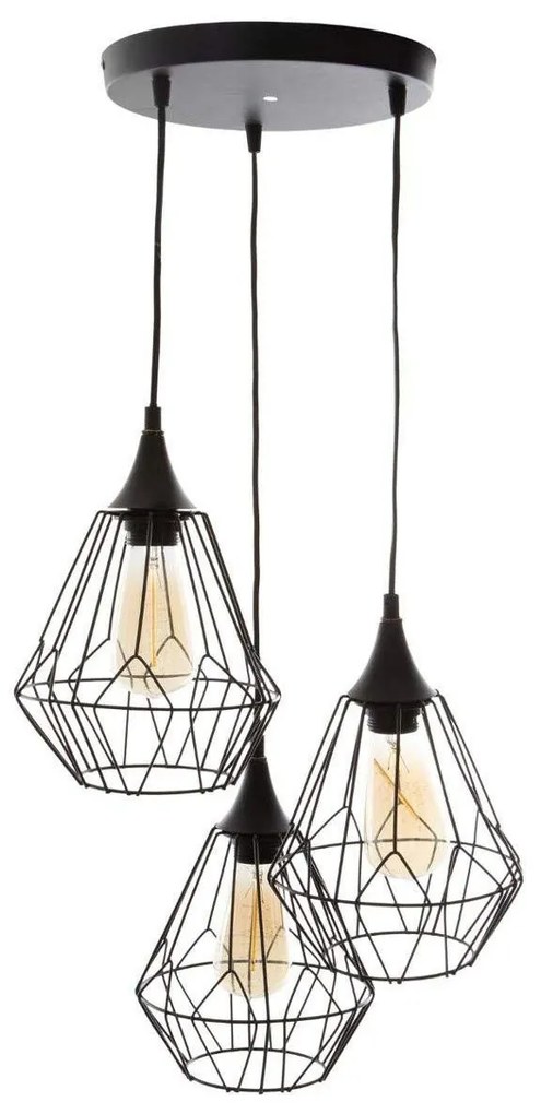 Lampa sufitowa, metalowa, LOFT, designerska, 3 sztuki w komplecie
