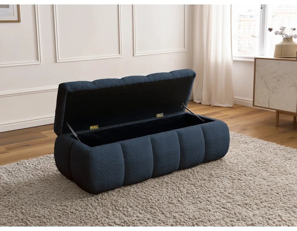 Ciemnoniebieska ławka z materiału bouclé – Bobochic Paris