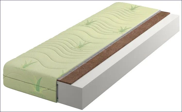 Materac piankowo-kokosowy z pokrowcem aloe vera 120x200 H6-D32