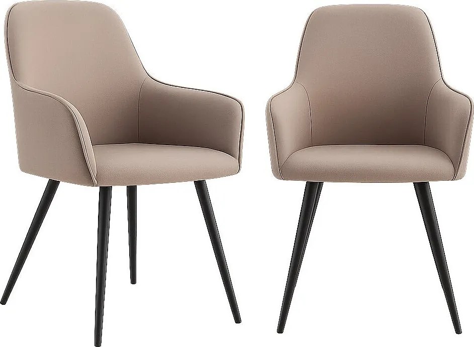 Zestaw 2 krzeseł jadalnianych KARU z tkaniny boucle i czarnego metalu - Beżowy kamień