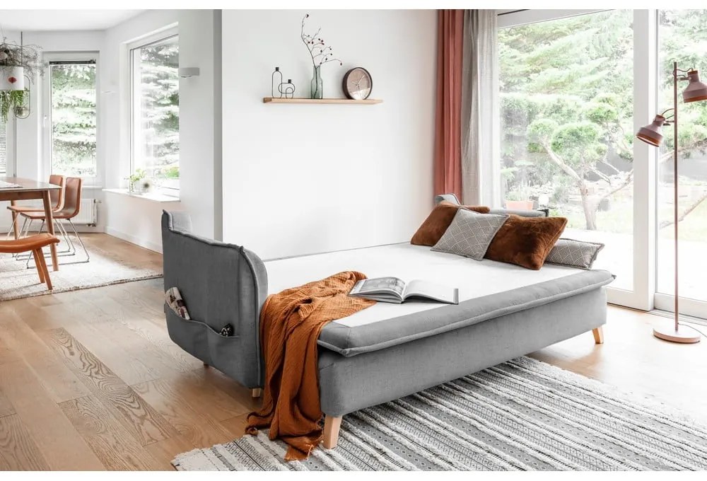 Szara rozkładana sofa 225 cm Charming Charlie – Miuform