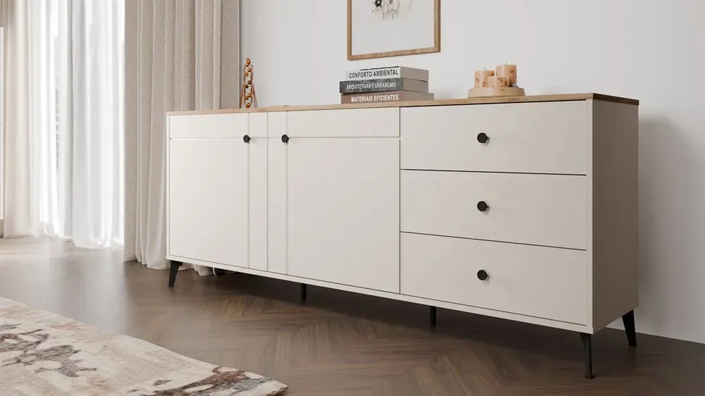 Komoda kaszmirowa na nóżkach z blatem dąb castello E4-D85