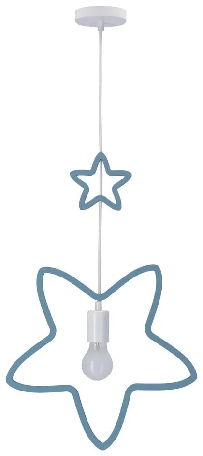 Biało-jasnoniebieska lampa wisząca z tekstylnym kloszem Single – Candellux Lighting