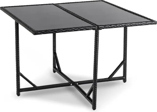 Zestaw Mebli Ogrodowych BONITO Czarny/Kremowy Fotele Pufy Stolik Technorattan Nowoczesny