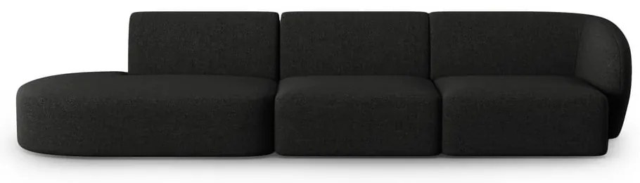 Czarna sofa z tkaniny szenilowej prawostronna 311 cm Paolo – Milo Casa