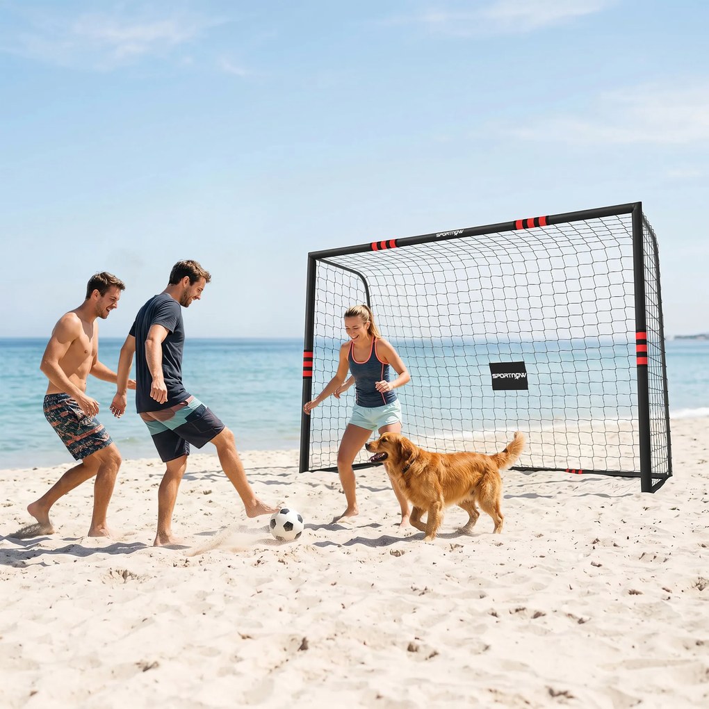 SPORTNOW Bramka do ogrodu 300 x 200 cm solidna bramka outdoor z siatką wypełnieniem kotwy gruntowe powłoka antykorozyjna | Aosom PL