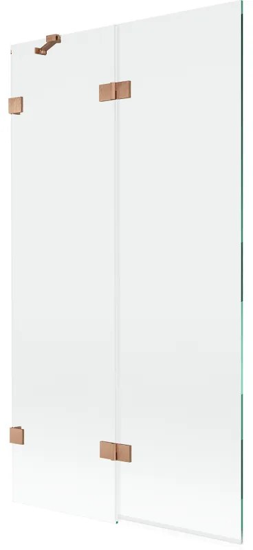 Mexen Lunar parawan nawannowy 2-skrzydłowy lewy 100 x 150 cm, transparent, miedź szczotkowana - 897-100-100-65-00-L