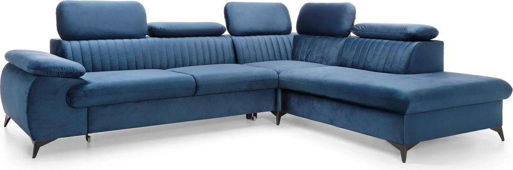 Ciemnoniebieska kanapa narożna rozkładana H0-L40