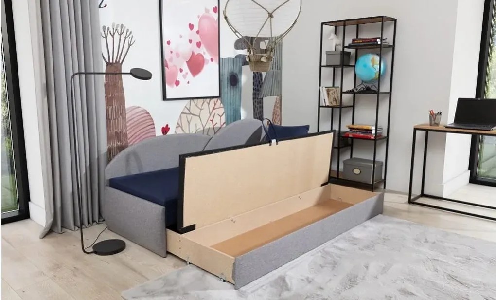 Sofa rozkładana z funkcją spania AGA szara prawa ELTAP