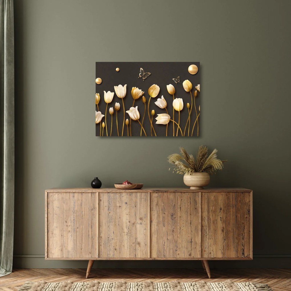 Obraz na szkle - Tulipany - abstrakcja (70x50 cm)