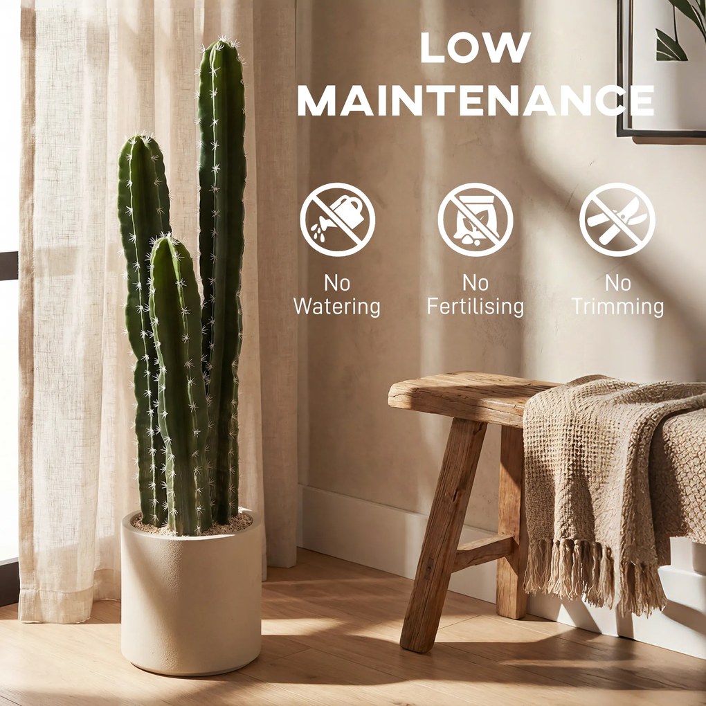 HOMCOM Sztuczna roślina kaktusowa 95 cm z doniczką jak prawdziwa do domu, biura, zielona dekoracja | Aosom PL