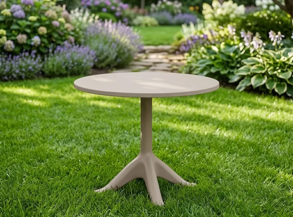 Stolik ogrodowy plastikowy VITA okrągły 75cm beżowy