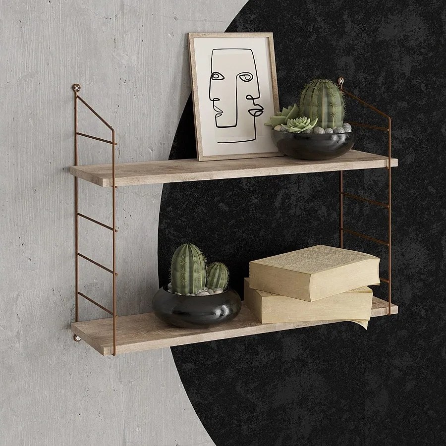 Półka ścienna – 72 cm x 58 cm x 20 cm – brązowa – płyta wiórowa