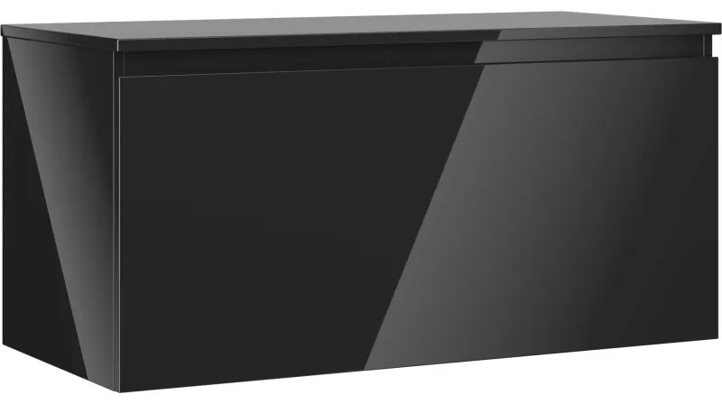 Mexen Orio szafka łazienkowa podumywalkowa 100 cm z blatem, 1 szuflada, czarna połysk - 91A10-10047-1-BFC70